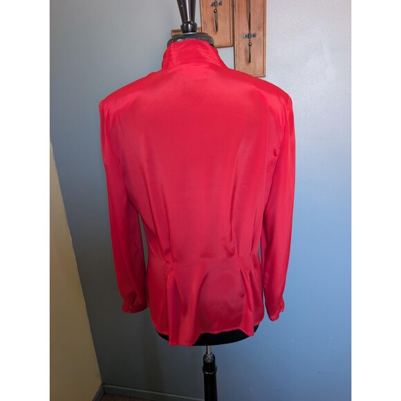 80s Red Long Sleeve Blouse: Lloyd Williams Vintage Womens Top Size 10 - Picture 3 of 13